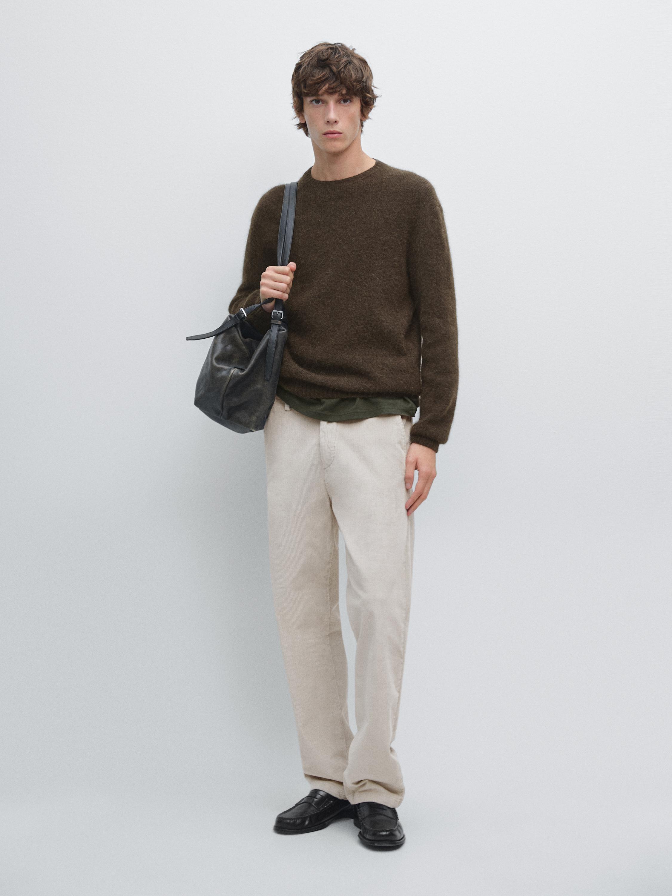 Relaxed fit corduroy denim-effect trousers